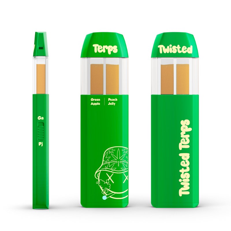 Twisted Terps Dual Chamber Vape 2ml - Green Apple x Peach Jelly