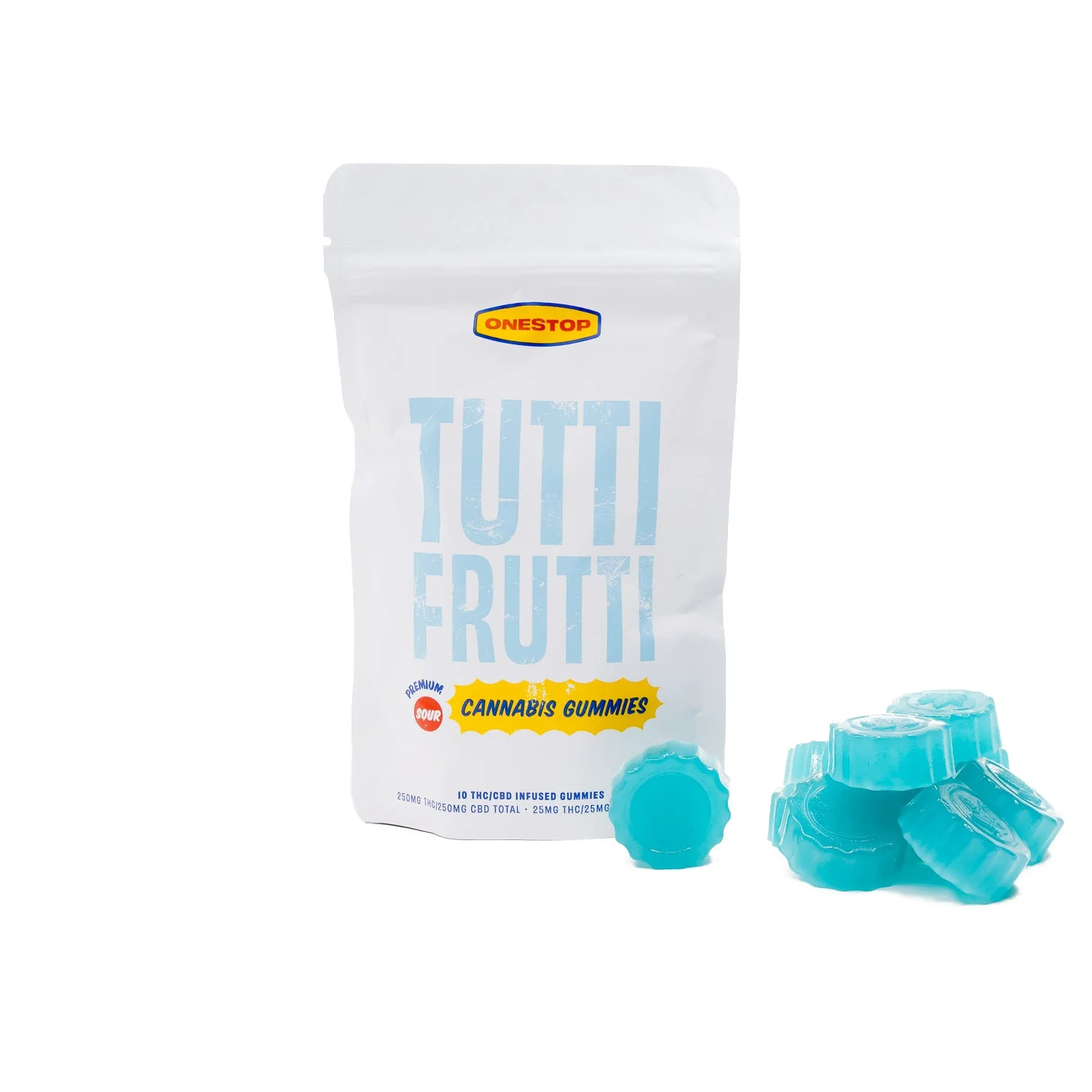 One Stop Tutti Fruitti 1:1 CBD and THC gummies