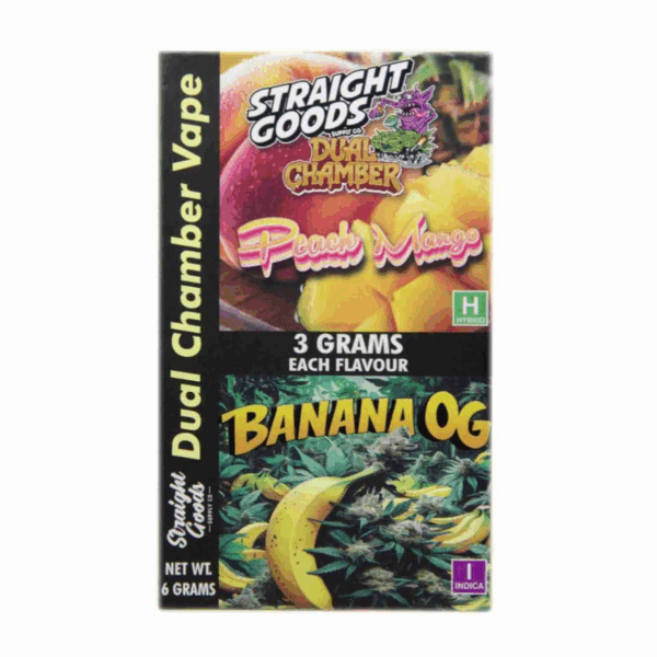 Straight Goods 6g Dual Chamber Vape – Peach Mango + Banana OG