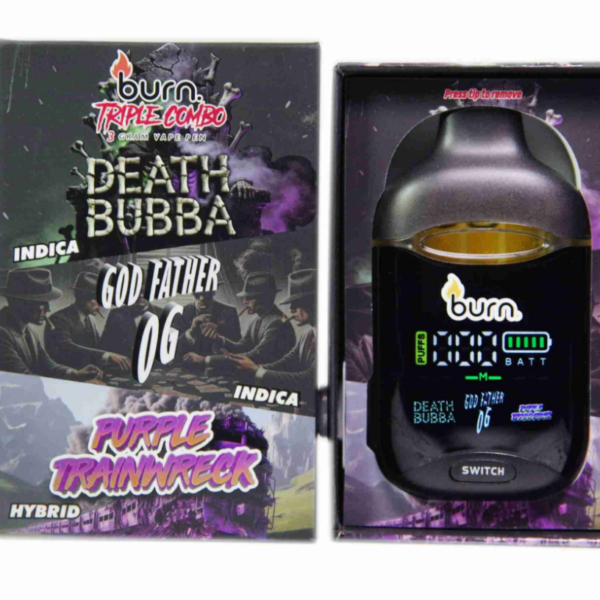Burn Triple Combo (3g) - Death Bubba + Godfather OG + Purple Trainwreck
